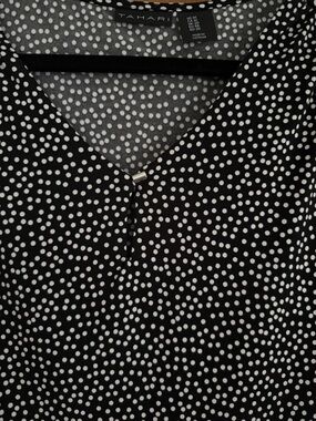 Tahari Black and White Polka Dot V-Neck Blouse